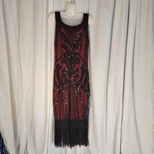 NWT Chic Black and Red Flapper Dress